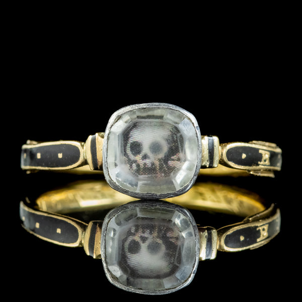 Antique Georgian Memento Mori Skull Ring Inscribed 1763 And 1767 