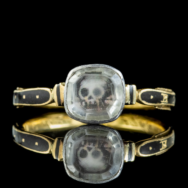 Antique Georgian Memento Mori Skull Ring Inscribed 1763 And 1767 