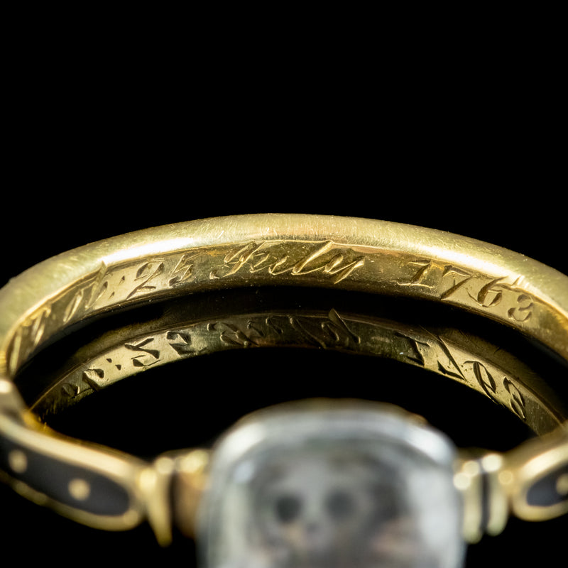 Antique Georgian Memento Mori Skull Ring Inscribed 1763 And 1767 