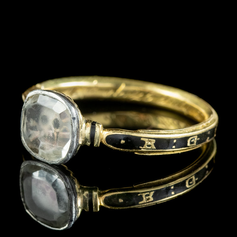 Antique Georgian Memento Mori Skull Ring Inscribed 1763 And 1767 