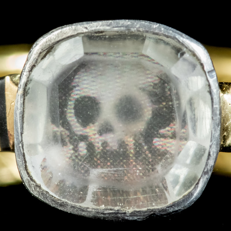 Antique Georgian Memento Mori Skull Ring Inscribed 1763 And 1767 