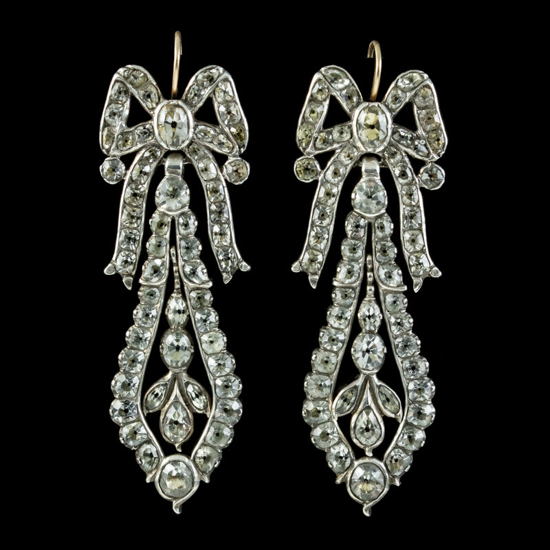Antique Georgian Paste Drop Earrings Silver Circa 1800