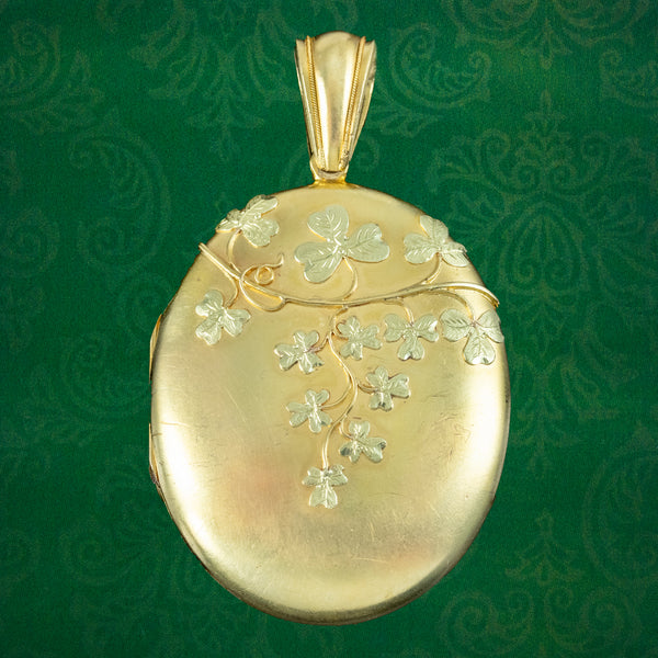 Antique Victorian 18ct Gold Clover Locket 
