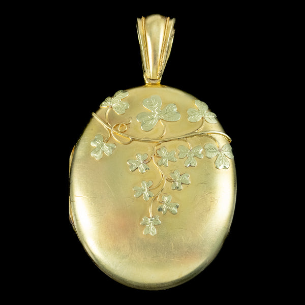 Antique Victorian 18ct Gold Clover Locket 