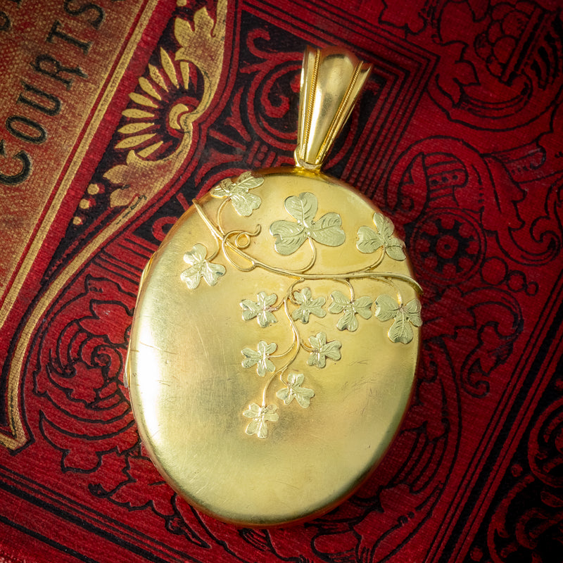 Antique Victorian 18ct Gold Clover Locket 