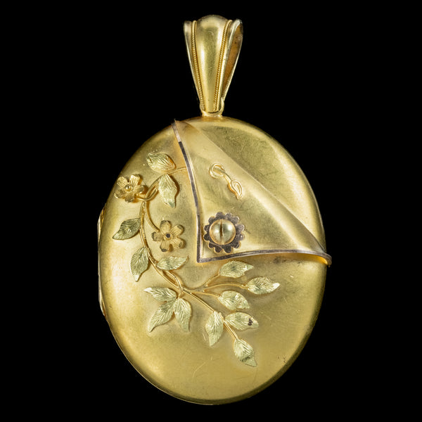 Antique Victorian 18ct Gold Floral Locket Circa 1880