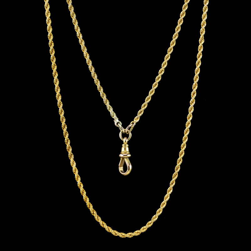 Antique Victorian 18ct Gold Rope Guard Chain Necklace