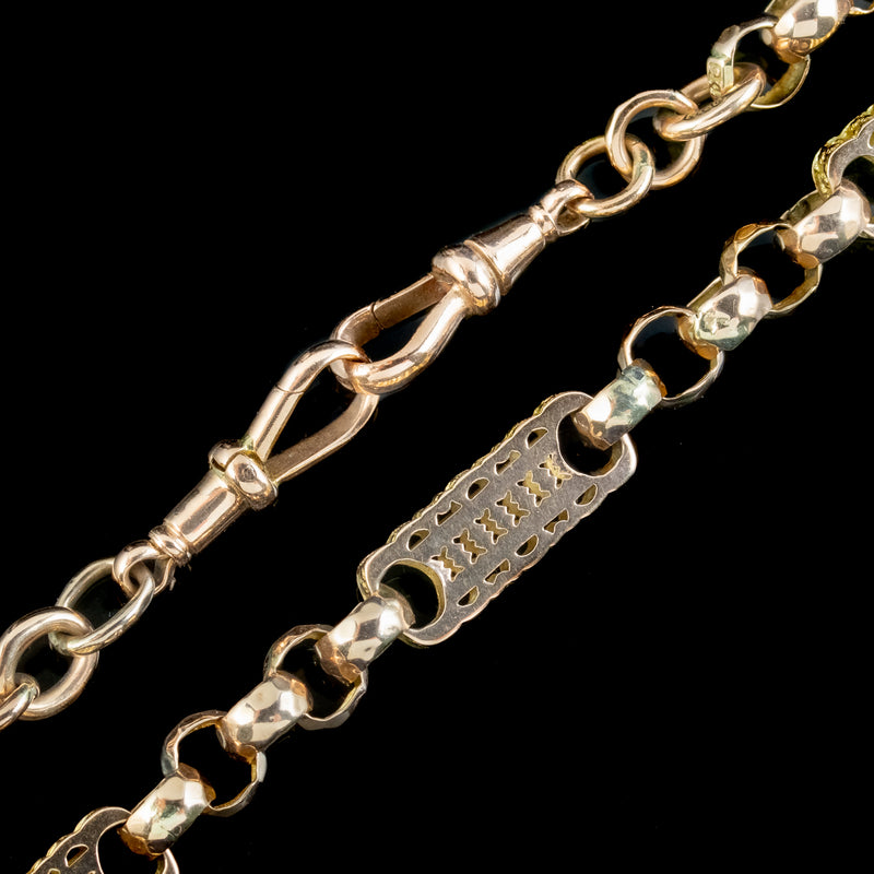 Antique Victorian 9ct Gold Albert Chain Necklace And Bracelet Set