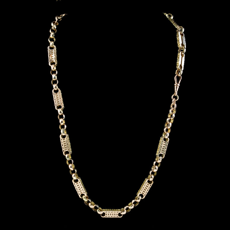 Antique Victorian 9ct Gold Albert Chain Necklace And Bracelet Set