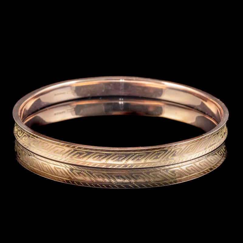 Art Deco 9ct Gold Slave Bangle Dated 1928