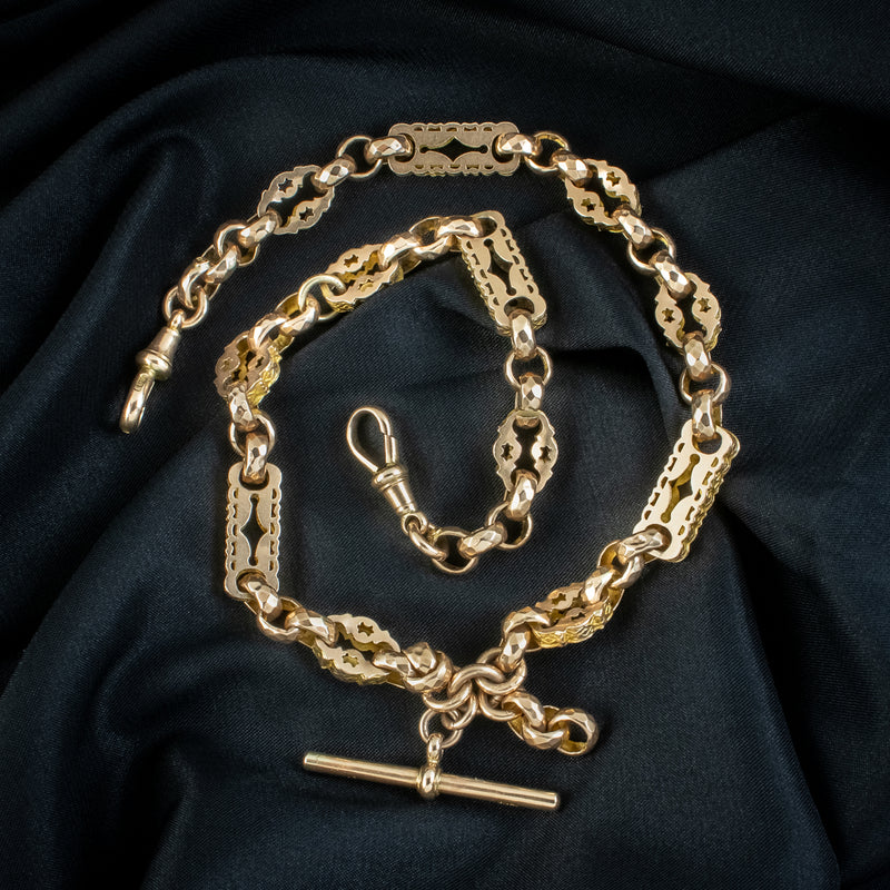Antique Victorian Albert Chain 9ct Gold 