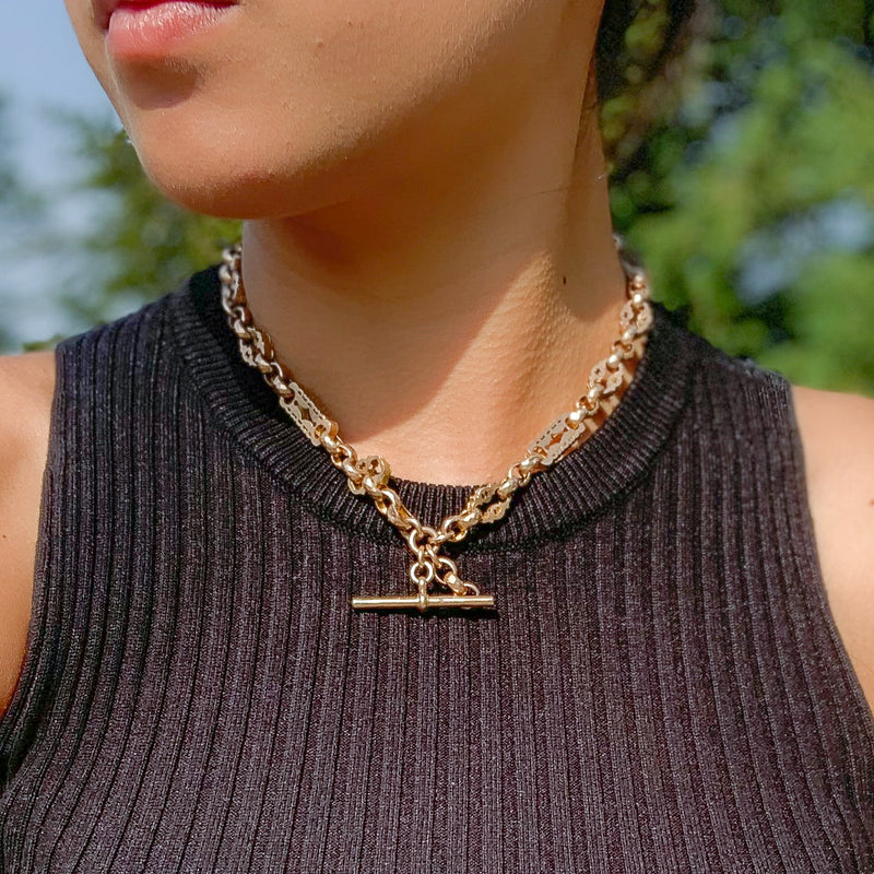 Biography T-Bar Chunky Chain Necklace IN YELLOW GOLD VERMEIL