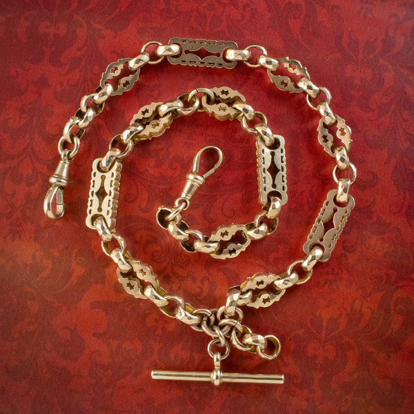 Antique Victorian Albert Chain 9ct Gold 