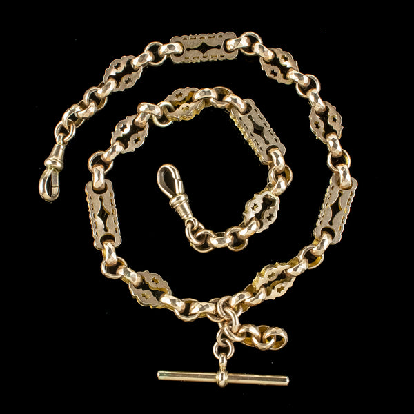 Antique Victorian Albert Chain 9ct Gold 