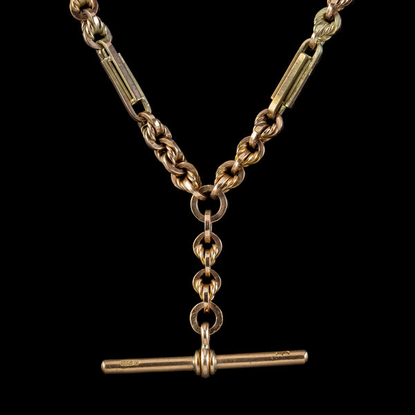 Antique Victorian Albert Chain Necklace 9ct Gold Circa 1880