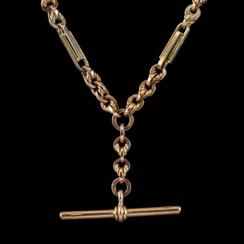 Antique Victorian Albert Chain Necklace 9ct Gold Circa 1880