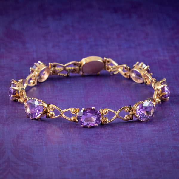 Antique Victorian Amethyst Bracelet 18ct Gold 21ct Of Amethyst 