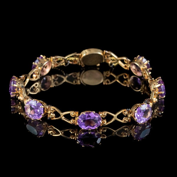 Antique Victorian Amethyst Bracelet 18ct Gold 21ct Of Amethyst 