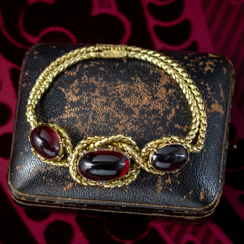Vintage 14K Gold, Garnet, and Pearl Bracelet