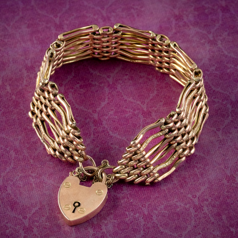 English Victorian Heart Lock Bracelet