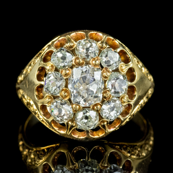 Antique Victorian Diamond Cluster Ring 1.60ct Of Diamond Circa 1880 Boxed