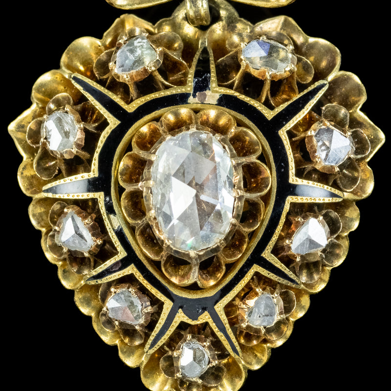 Antique Victorian Diamond Heart Pendant Locket 18ct Gold 4ct Of Diamond