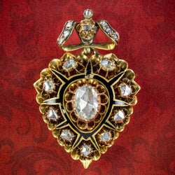 Antique Victorian Diamond Heart Pendant Locket 18ct Gold 4ct Of Diamond