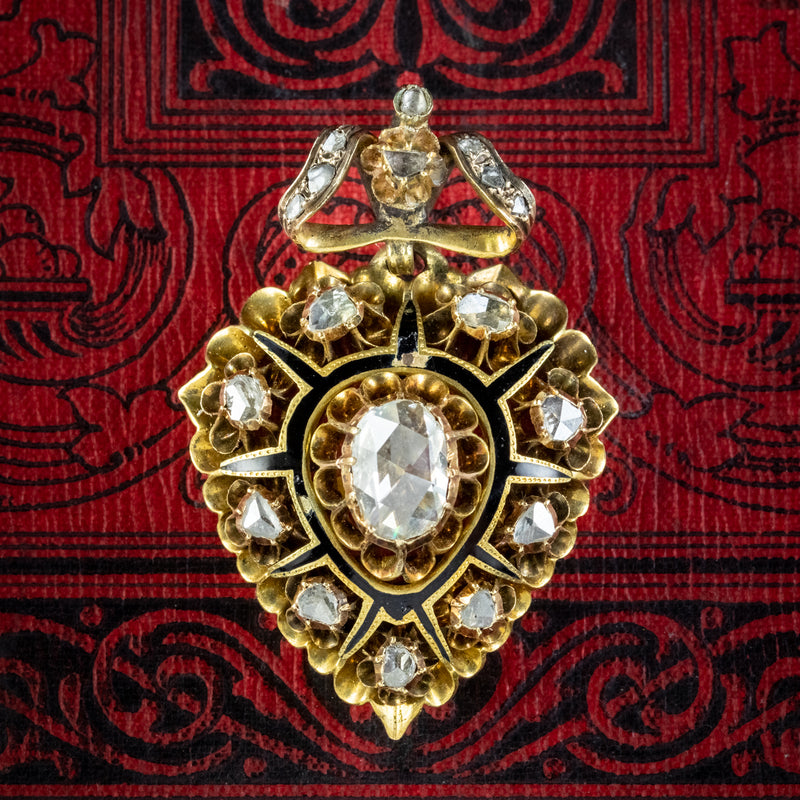 Antique Victorian Diamond Heart Pendant Locket 18ct Gold 4ct Of Diamond