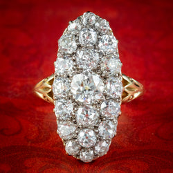 Antique Victorian Diamond Navette Cluster Ring 5ct Of Diamond With Box