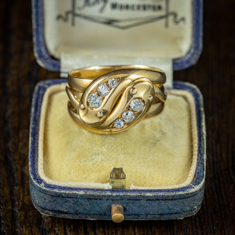 Antique Victorian Diamond Snake Ring Dated 1899
