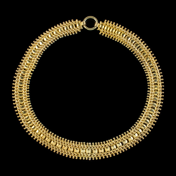 Antique Victorian Etruscan Revival Collar Necklace 15ct Gold