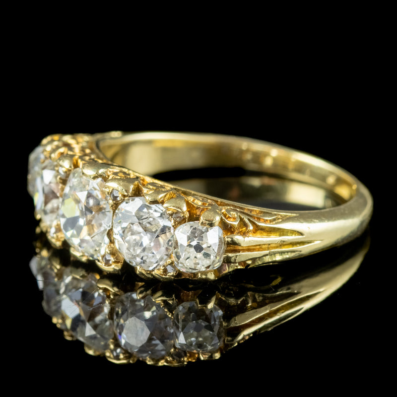 Antique Victorian Five Stone Diamond Ring 2.4ct Total