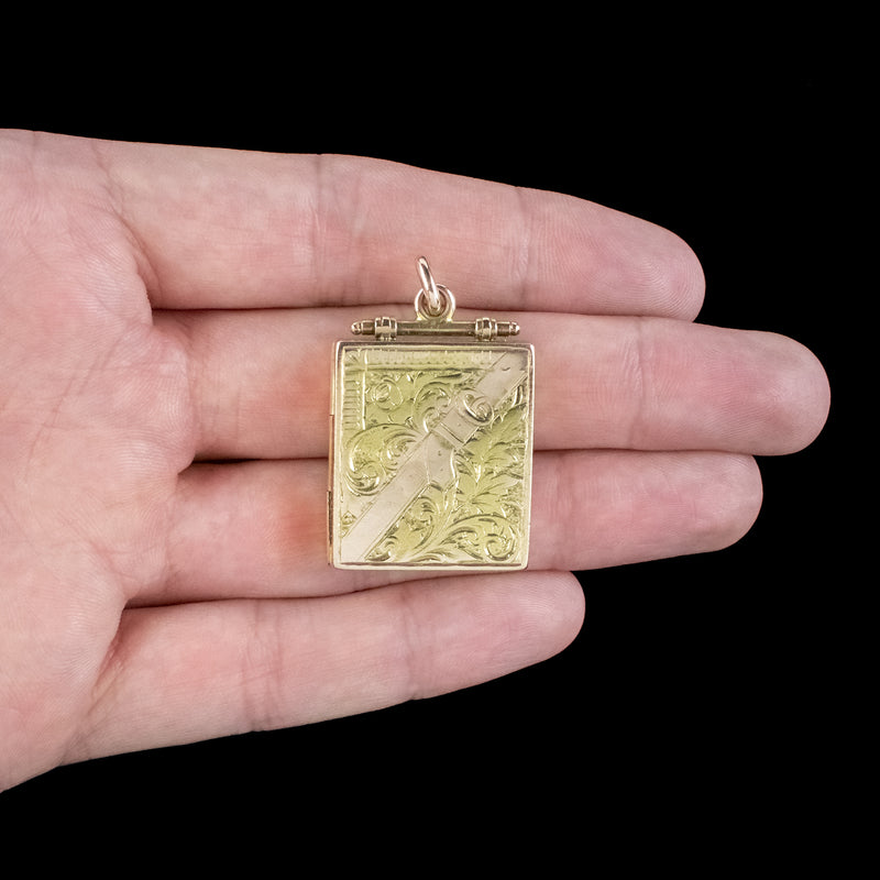 Antique Victorian Book Locket 15ct Gold