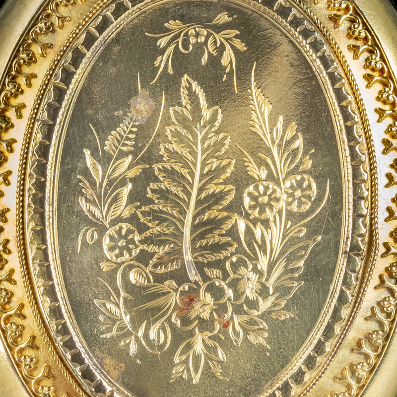 Antique Victorian Floral Locket 18ct Gold Boxed Circa 1890