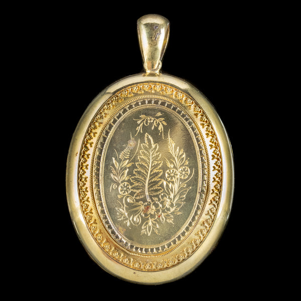 Antique Victorian Floral Locket 18ct Gold Boxed Circa 1890