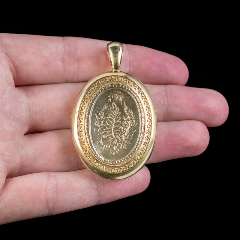 Antique Victorian Floral Locket 18ct Gold Boxed Circa 1890