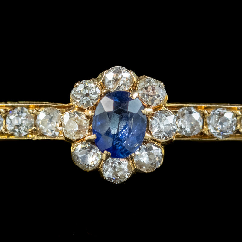 Antique Victorian French Sapphire Diamond Bangle 18ct Gold 