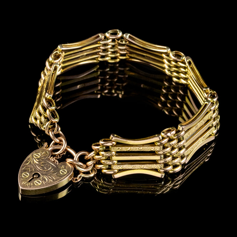 Antique Victorian 9 Karat Yellow Gold Heart Lock Bracelet at 1stDibs   vintage heart locket bracelet, vintage gold heart bracelet, heart padlock  bracelet