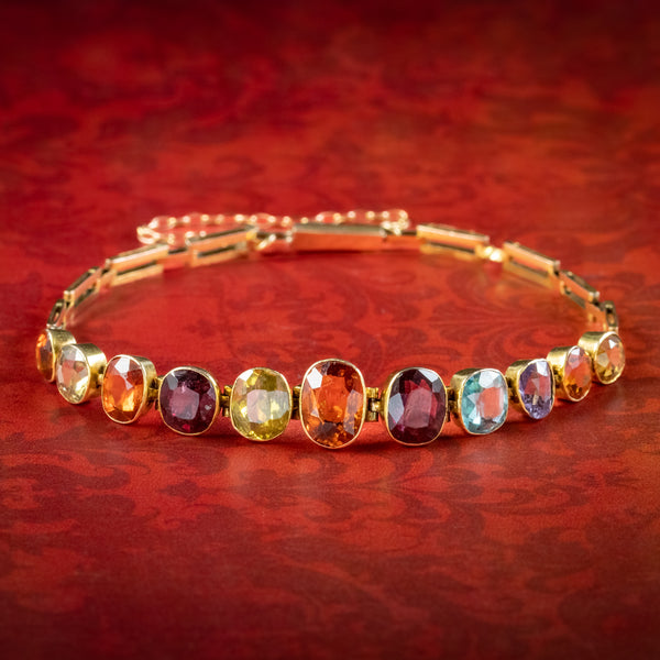 Antique Victorian Gemstone Bracelet 15ct Gold 