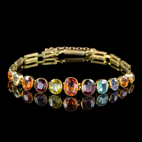 Antique Victorian Gemstone Bracelet 15ct Gold 