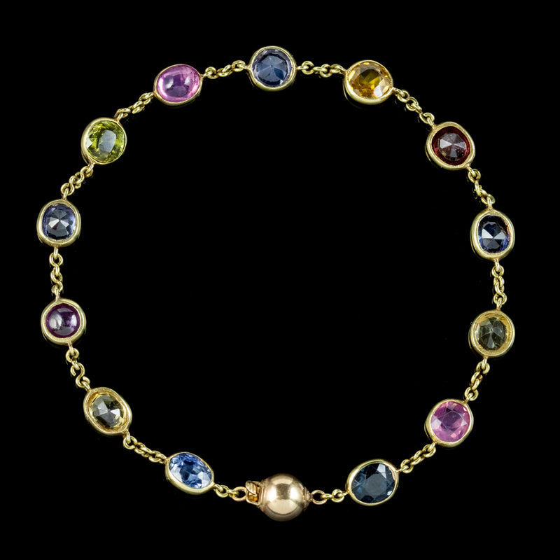 Antique Victorian Gemstone Bracelet 18ct Gold Circa 1900