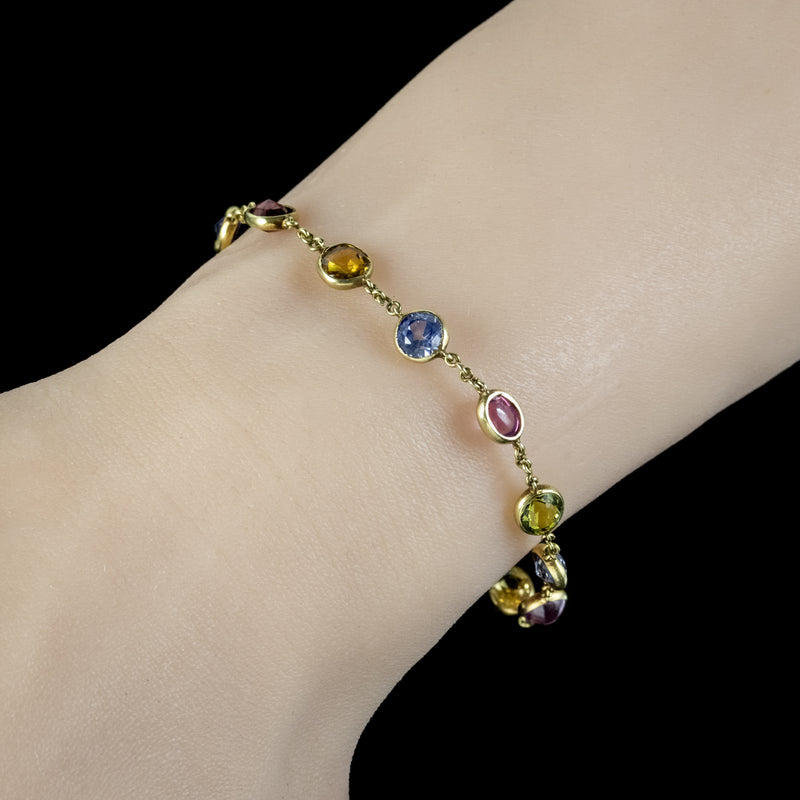 Diamond & Multicolor Gemstone Bracelet 14k Yellow Gold 9.62ct - CBB141