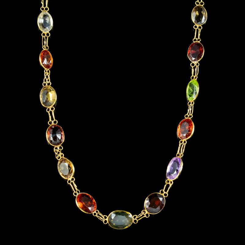 Antique Victorian Gemstone Necklace 14ct Gold Circa 1900