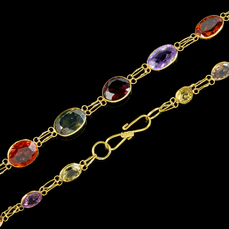 Antique Victorian Gemstone Necklace 14ct Gold Circa 1900