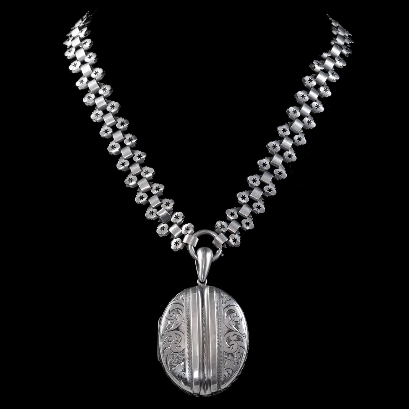 ANTIQUE VICTORIAN LOCKET COLLAR NECKLACE SILVER CIRCA 1890 – Antique ...
