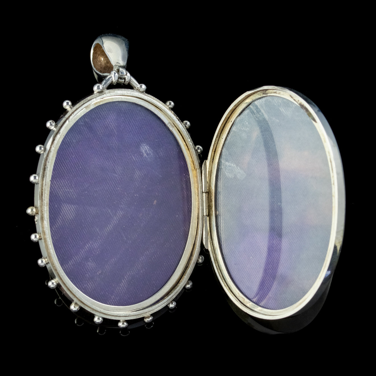 ANTIQUE VICTORIAN LOCKET STERLING SILVER GOLD FORGETS ME NOTS AND IVY ...