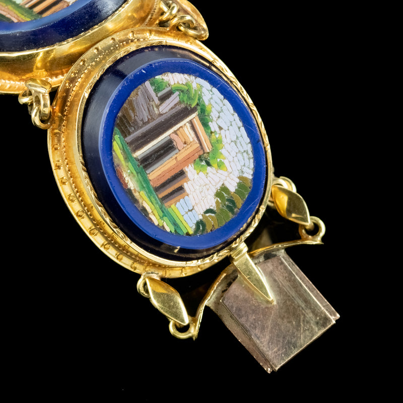 Antique Victorian Micro Mosaic Bracelet 18ct Gold 