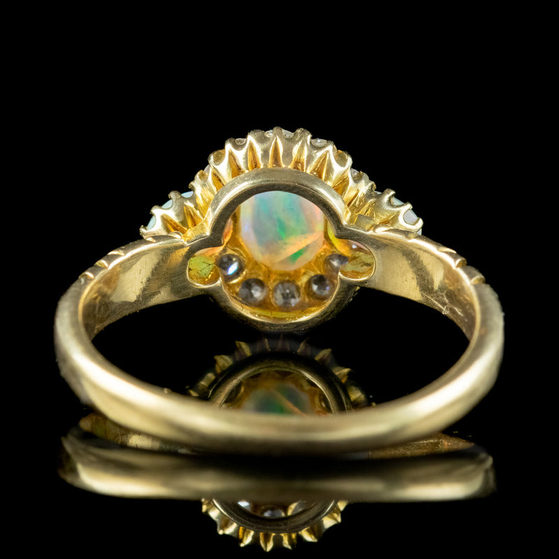 Antique Victorian Opal Diamond Cluster Ring Dated 1886