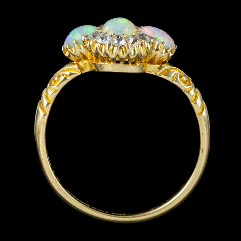 Antique Victorian Opal Diamond Cluster Ring Dated 1886