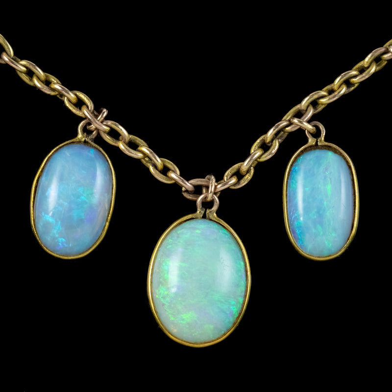 Antique Victorian Opal Necklace 9ct Gold With Box